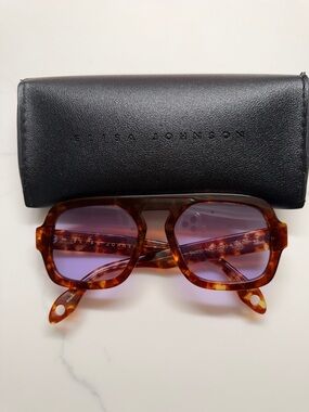 Elisa Johnson Tortoiseshell Sunglasses with Purple Lenses